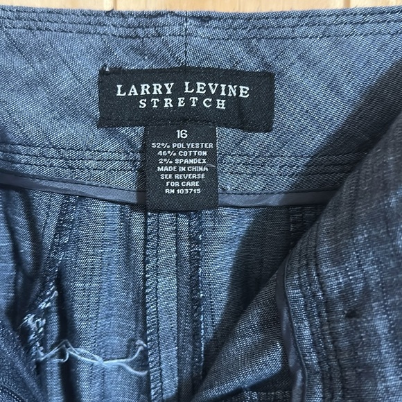 Larry Levine Stretched Stylish Blue Pants - Picture 3 of 4
